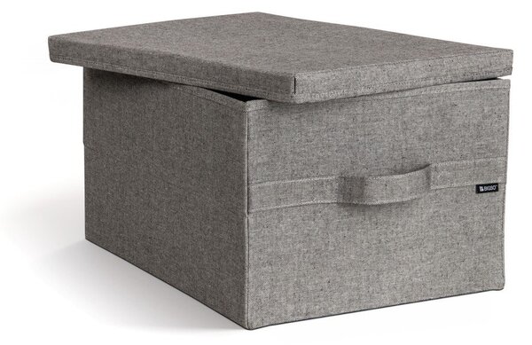 Siva tekstilna škatla za shranjevanje s pokrovom 36x46x25 cm Soft Storage Large – Bigso