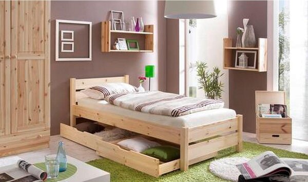 POSTELJA 90 cm x 200 cm , les barve bora