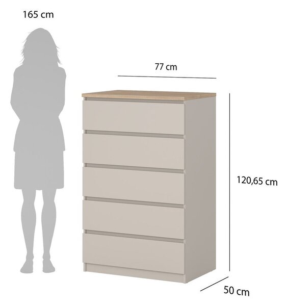 Kremno bela komoda 77x121x50 cm Naia – Tvilum