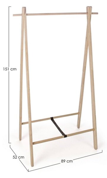 Stojalo za oblačila iz masivnega hrasta v svetli naravni barvi 89x151x52 cm Daiki – Yes Everyday