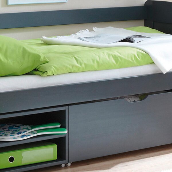 POSTELJA S PREDALOM 90 cm x 200 cm , temno siva