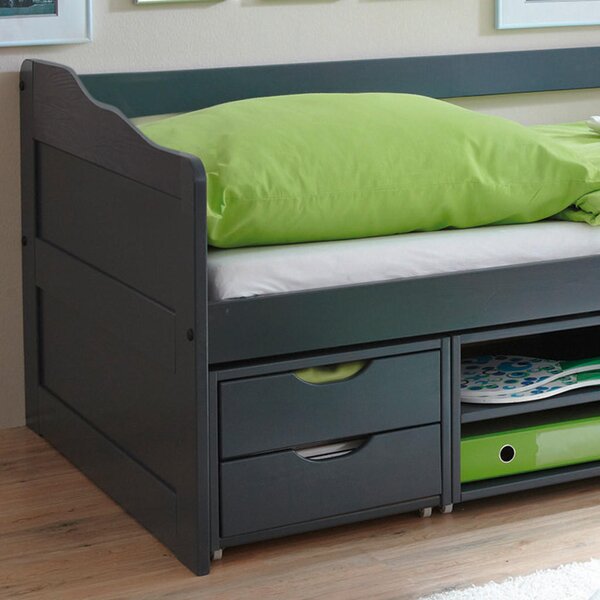 POSTELJA S PREDALOM 90 cm x 200 cm , temno siva