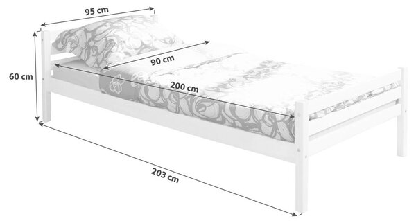 POSTELJA 90 cm x 200 cm , les barve bora