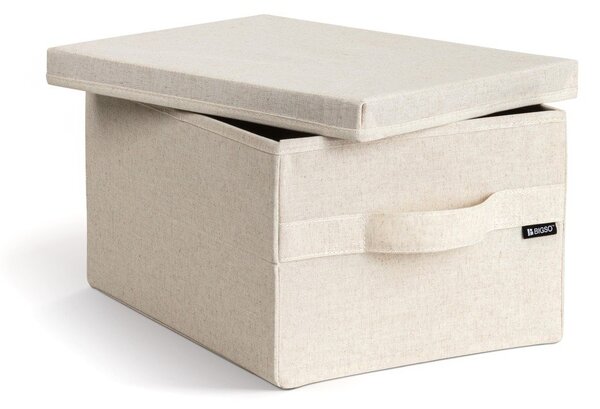 Bež tekstilna škatla za shranjevanje s pokrovom 27x36x19 cm Soft Storage Small – Bigso
