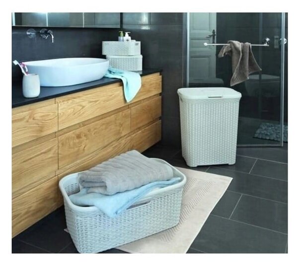 Svetlo kremno bel koš za perilo Curver Hamper, 60 l