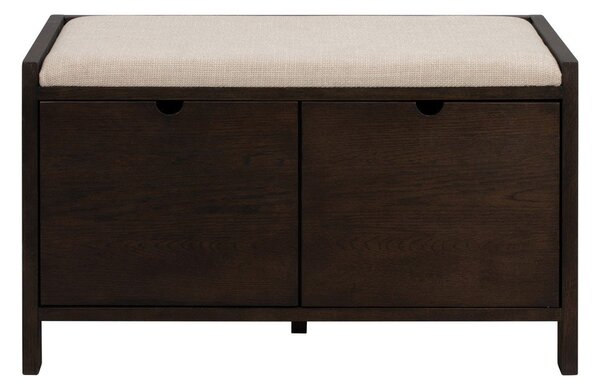 Omarica za čevlje iz masivnega hrasta s klopjo v temni naravni barvi 80x47x41 cm Hillmond – Rowico