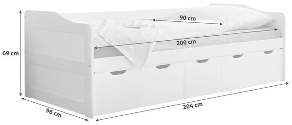POSTELJA S PREDALOM 90 cm x 200 cm , barve bora