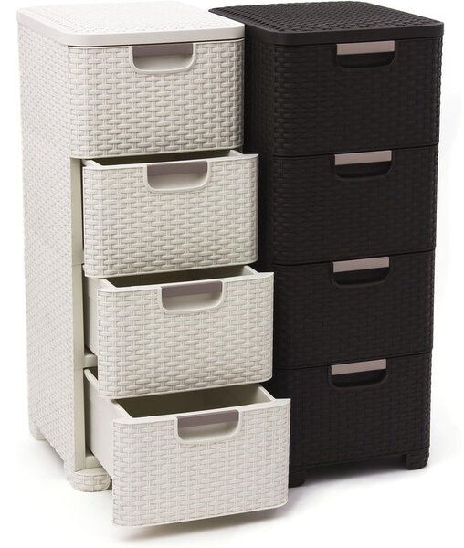 Temno rjava plastična visoka kopalniška omarica 33x79 cm Rattan – Curver