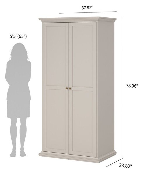 Kremno bela garderobna omara 96x201x60,5 cm Paris – Tvilum