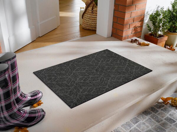 PREDPRAŽNIK Dune Leaves dark grey 45/75 cm reliefno temno siva