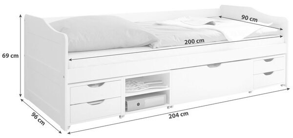 POSTELJA S PREDALOM 90 cm x 200 cm , barve bora