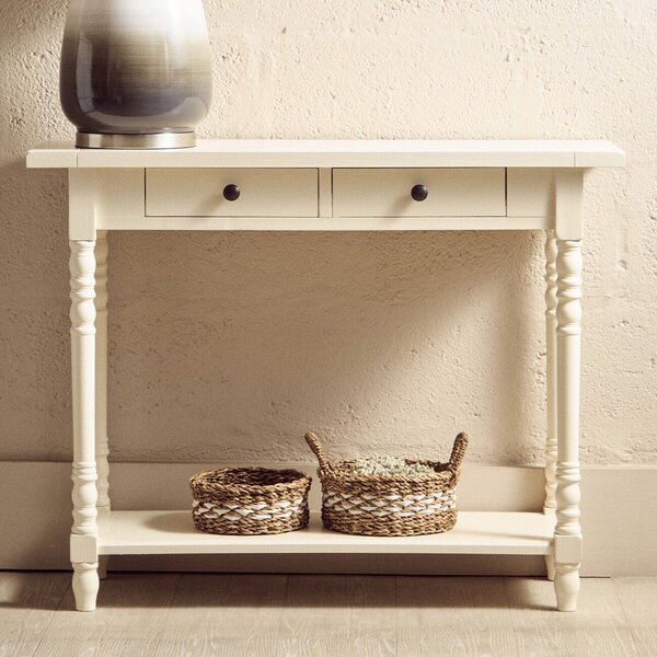Slonokoščena stranska mizica iz masivnega bora 35x96 cm Heritage – Premier Housewares