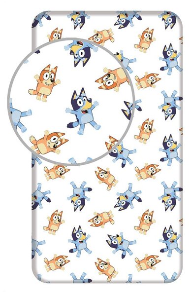Bela napenjalna enojna bombažna otroška rjuha 90x200 cm Bluey – Jerry Fabrics