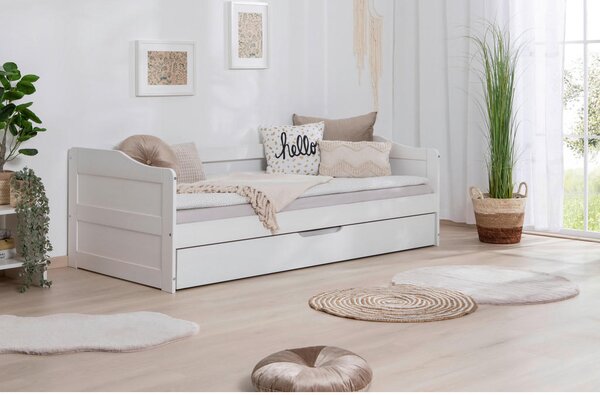 RAZTEGLJIVA POSTELJA 90 cm x 200 cm , bela