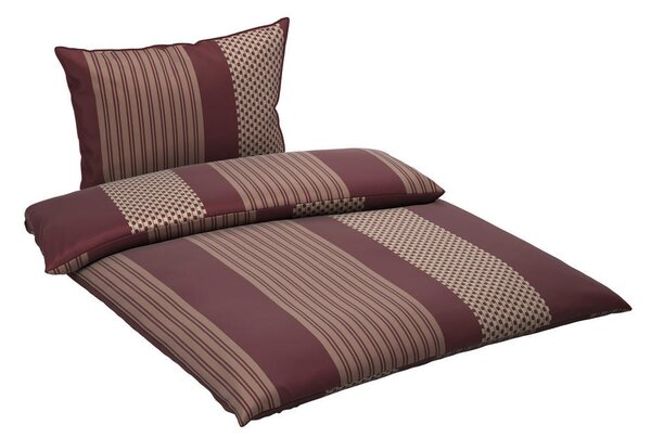 OBOJESTRANSKA POSTELJNINA PATTERN MIX 140/200 cm saten češnjevo rdeča