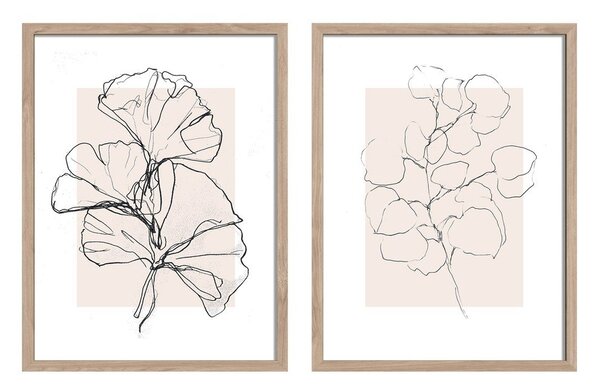 Tiskane slike v kompletu 2 ks z okvirjem 30x40 cm Floral Set – Styler