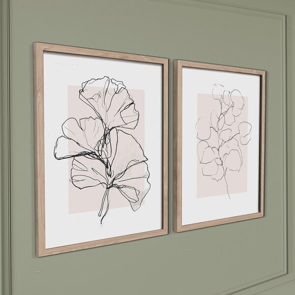 Tiskane slike v kompletu 2 ks z okvirjem 30x40 cm Floral Set – Styler
