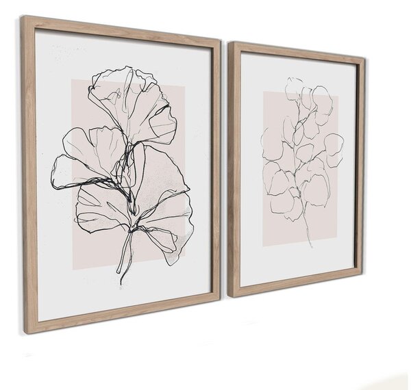 Tiskane slike v kompletu 2 ks z okvirjem 30x40 cm Floral Set – Styler