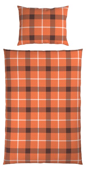 POSTELJNINA TERNET 140/200 cm flanela rjava, oranžna