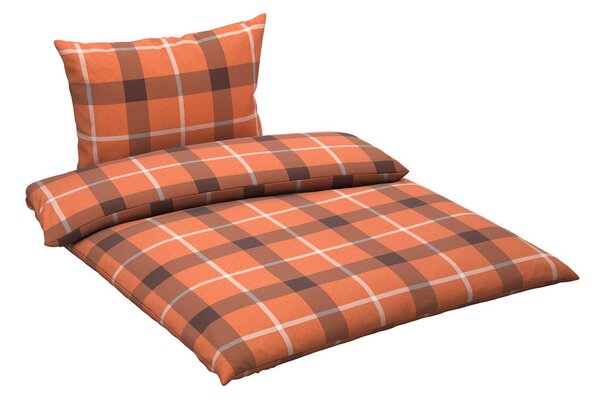 POSTELJNINA TERNET 140/200 cm flanela rjava, oranžna