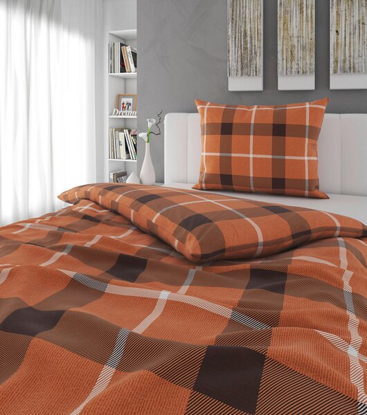 POSTELJNINA TERNET 140/200 cm flanela rjava, oranžna