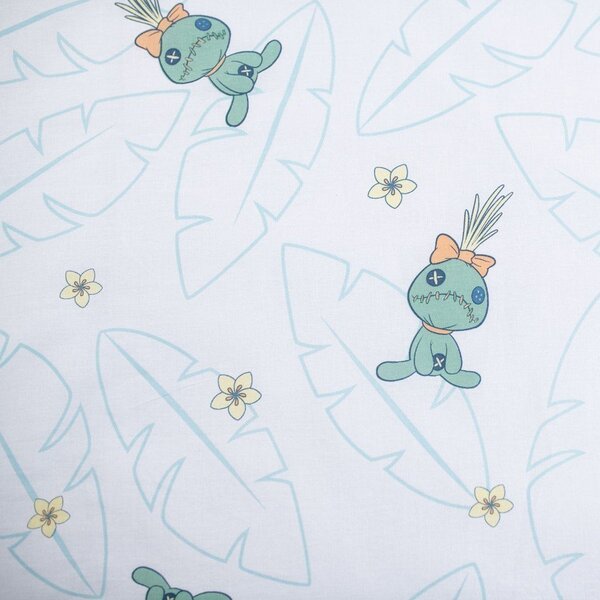 Svetlo modra bombažna otroška posteljnina za otroško posteljico 100x135 cm Lilo & Stitch "Tropical Hugs" – Jerry Fabrics