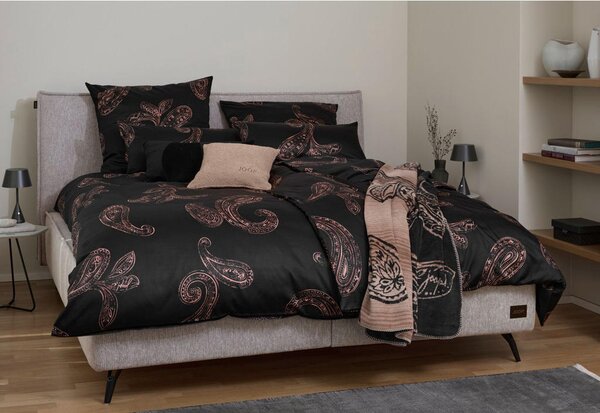 POSTELJNINA PAISLEY 140/200 cm mako saten črna