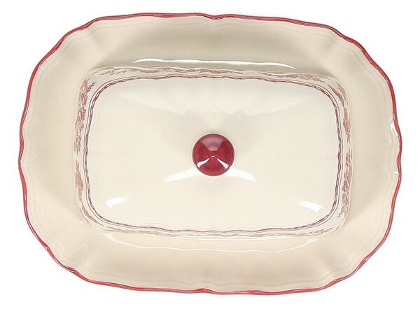 Bordo rdeča/slonokoščena porcelanasta posoda za maslo Cyril – S|P Collection