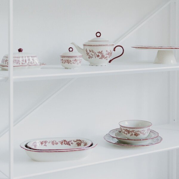 Bordo rdeča/slonokoščena porcelanasta posoda za maslo Cyril – S|P Collection