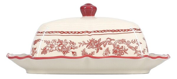 Bordo rdeča/slonokoščena porcelanasta posoda za maslo Cyril – S|P Collection