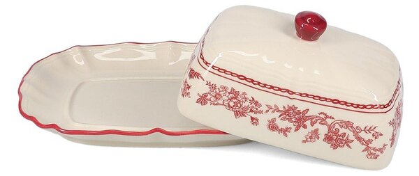 Bordo rdeča/slonokoščena porcelanasta posoda za maslo Cyril – S|P Collection