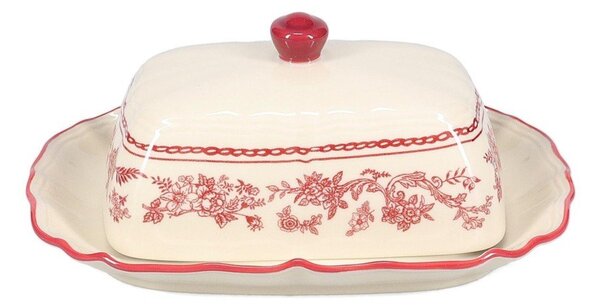 Bordo rdeča/slonokoščena porcelanasta posoda za maslo Cyril – S|P Collection