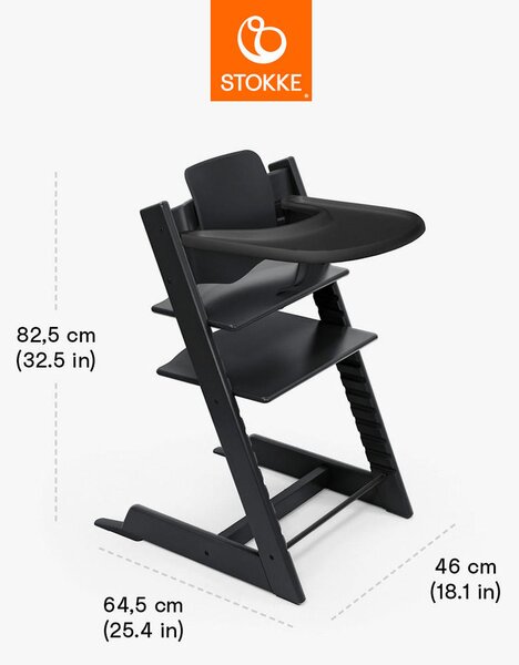 SET ZA STOLČEK ZA HRANJENJE Tripp Trapp Bundle 46/79/49 cm črna