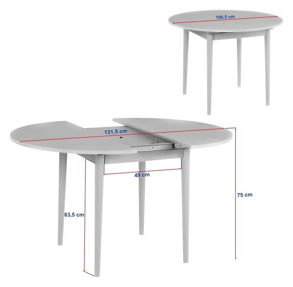 Okrogla raztegljiva jedilna miza z dodatno ploščo v hrastovem dekorju ø 100 cm Viona – Kalune Design