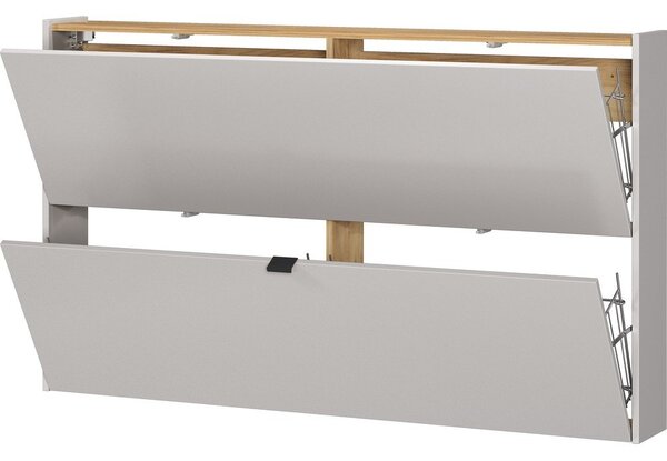 Kremno bela preklopna/stenska omarica za čevlje v hrastovem dekorju 140x83x18 cm Ameca – Germania