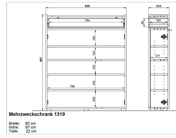 Kremno bela omarica v mat dekorju 83x99x22 cm Ameca – Germania