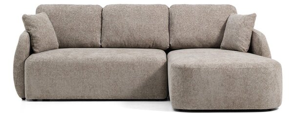 Sivorjava raztegljiva kotna sedežna garnitura iz šenilje (desni kot/z ležalnikom) Laira – Kave Home