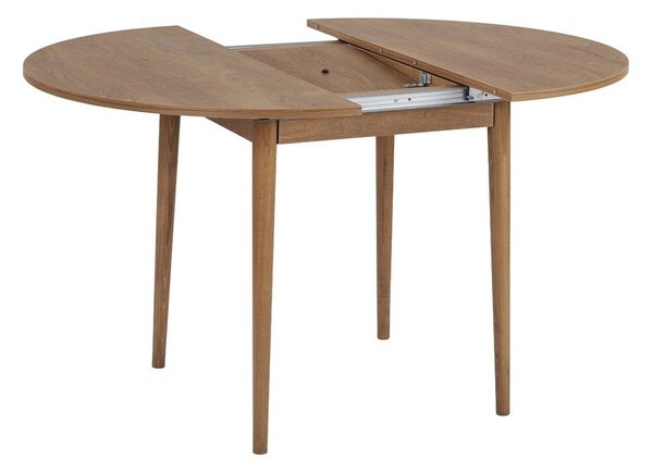 Okrogla raztegljiva jedilna miza z dodatno ploščo v hrastovem dekorju ø 100 cm Viona – Kalune Design