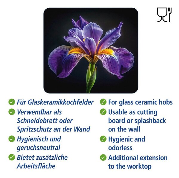 Stenska zaščitna plošča za štedilnik iz kaljenega stekla 50x56 cm Iris – Wenko