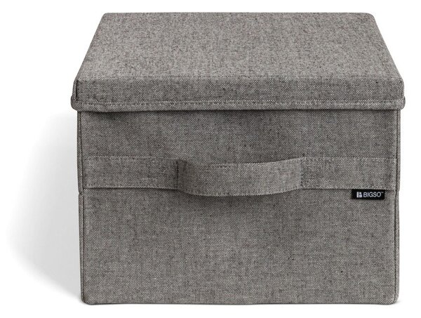 Siva tekstilna škatla za shranjevanje s pokrovom 31x41x22 cm Soft Storage Medium – Bigso