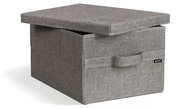 Siva tekstilna škatla za shranjevanje s pokrovom 31x41x22 cm Soft Storage Medium – Bigso