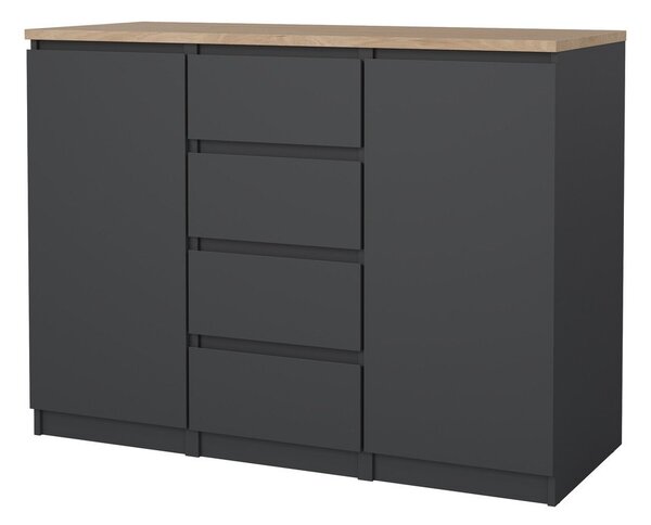 Temno siva komoda 121x91x50 cm Naia – Tvilum