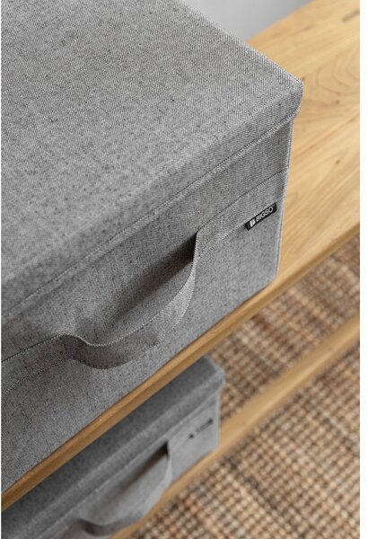 Siva tekstilna škatla za shranjevanje s pokrovom 31x41x22 cm Soft Storage Medium – Bigso
