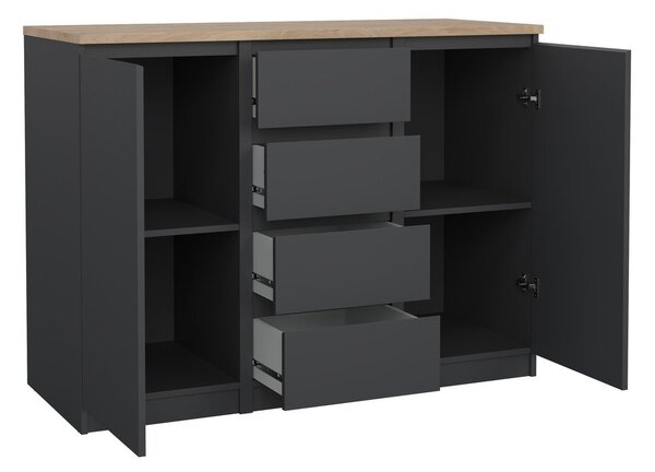 Temno siva komoda 121x91x50 cm Naia – Tvilum