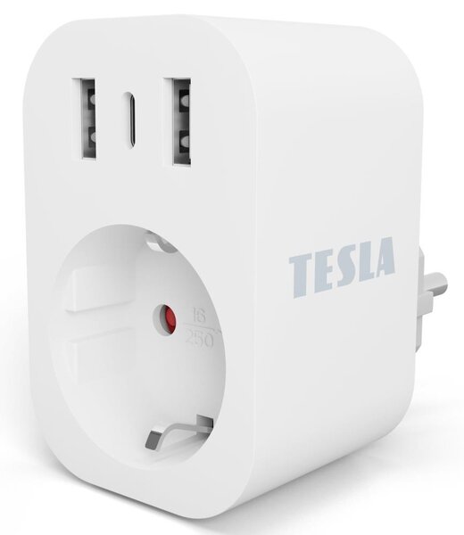 TESLA Smart - Pametna vtičnica 3680W/230V/16A Type F/E 2xUSB-A + 1xUSB-C Wi-Fi