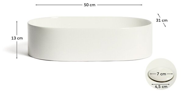 Bel keramičen umivalnik 50x31 cm Ovara – Kave Home