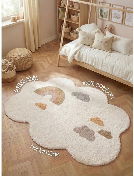 Kremno bela pralna/ročno tkana bombažna otroška preproga 140x200 cm Snuggle Willy – Hanse Home