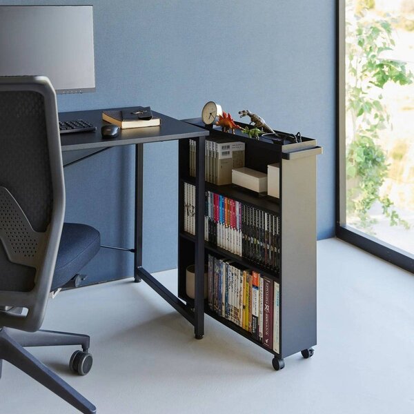 Črn kovinski regal na koleščkih 59x70x16 cm Tower – YAMAZAKI