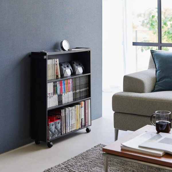 Črn kovinski regal na koleščkih 59x70x16 cm Tower – YAMAZAKI
