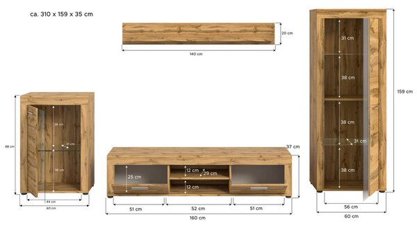 DNEVNI REGAL, hrast wotan